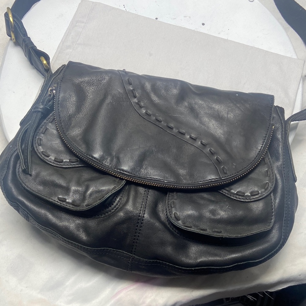 Lucky Brand VTG Boho Stash Lamb Leather Flap Crossbody Hobo Shoulder Hobo Bag